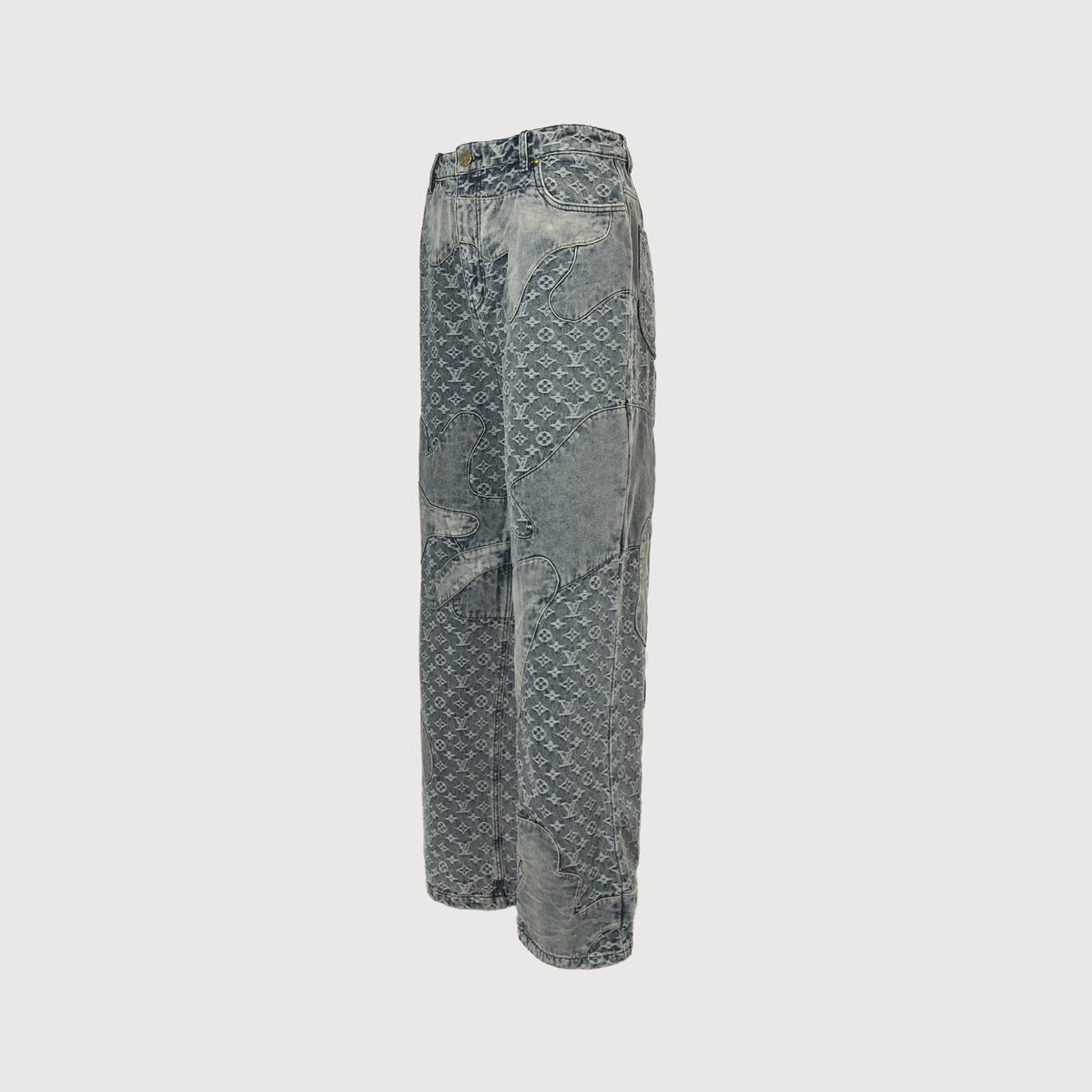 Louis Vuitton × Nigo Heart Leather Patch Wide-Leg Jeans – Grey Monogram  TS90000119