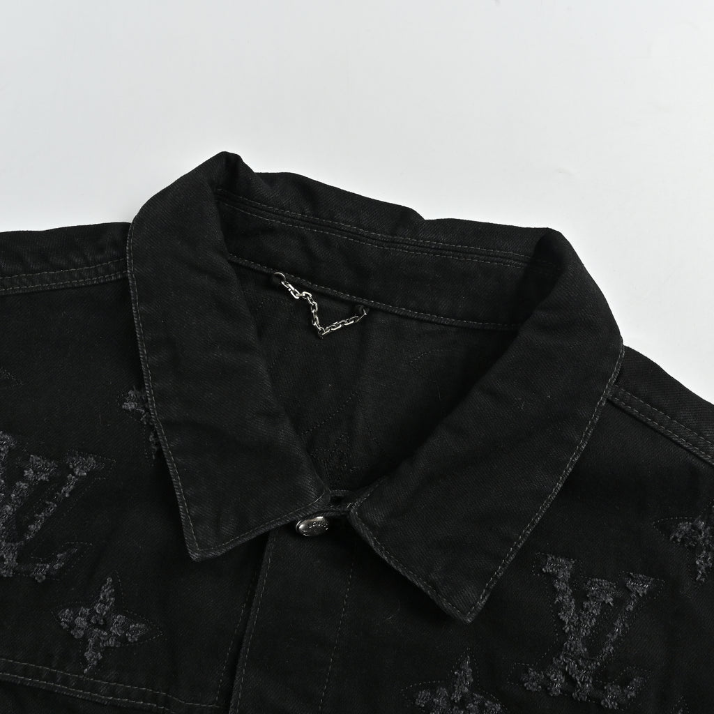 Louis Vuitton LV Washed Distressed Laser Monogram Denim Jacket 2026  NP7000425
