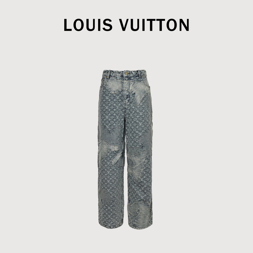 Louis Vuitton × Nigo Heart Leather Patch Wide-Leg Jeans – Grey Monogram  TS90000119