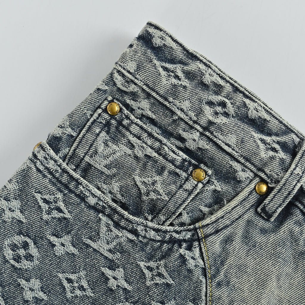 Louis Vuitton × Nigo Heart Leather Patch Wide-Leg Jeans – Grey Monogram  TS90000119
