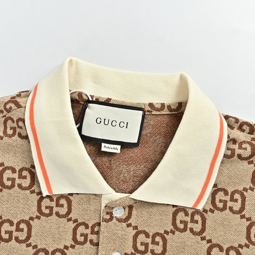 Gucci Double G All-Over Logo Jacquard Polo Shirt  SG2800513