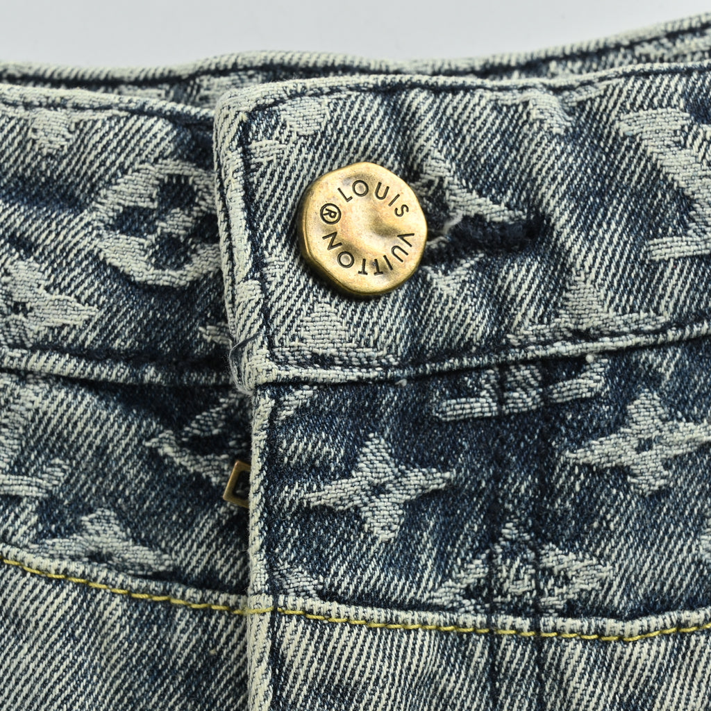 Louis Vuitton × Nigo Heart Leather Patch Wide-Leg Jeans – Grey Monogram  TS90000119