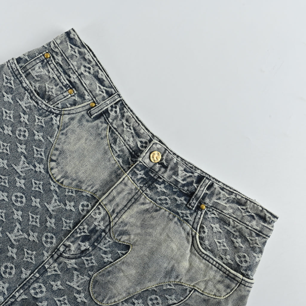 Louis Vuitton × Nigo Heart Leather Patch Wide-Leg Jeans – Grey Monogram  TS90000119