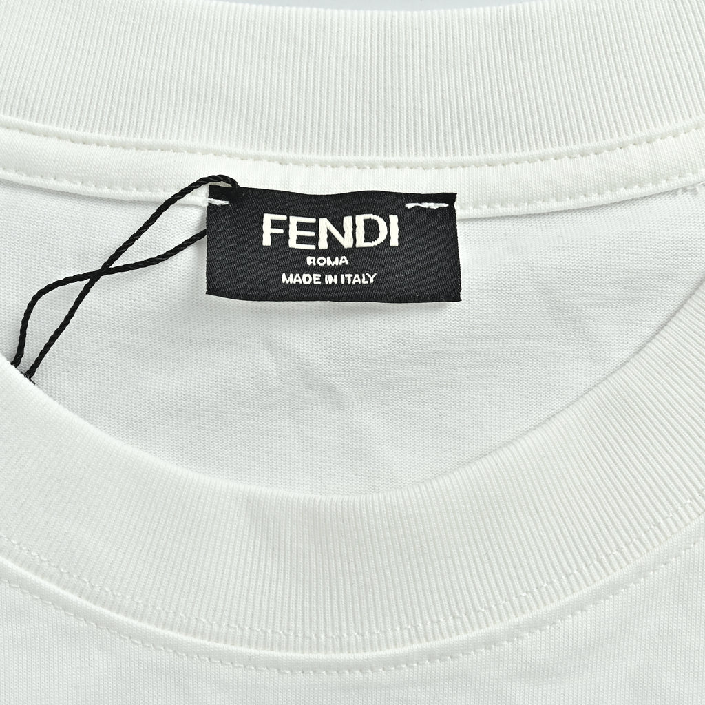 Fendi Minimal FF 3D Embroidered Short Sleeve T-Shirt – White MV2200714