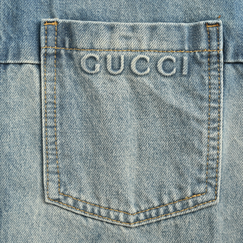 Gucci GUC Washed Embossed Denim Shirt-Jacket 2025  NP6800724