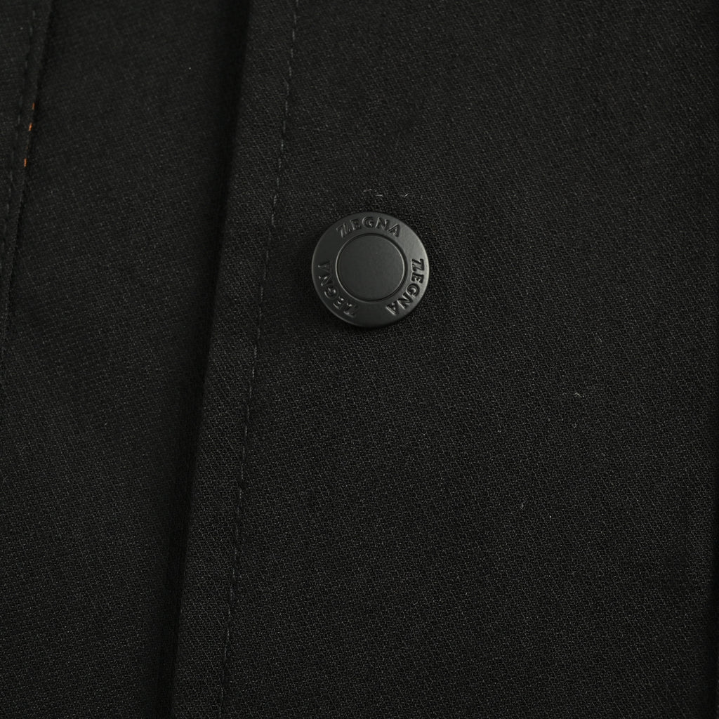 Zegna Button-Front Shirt-Collar Jacket - Black 2025XM7600902