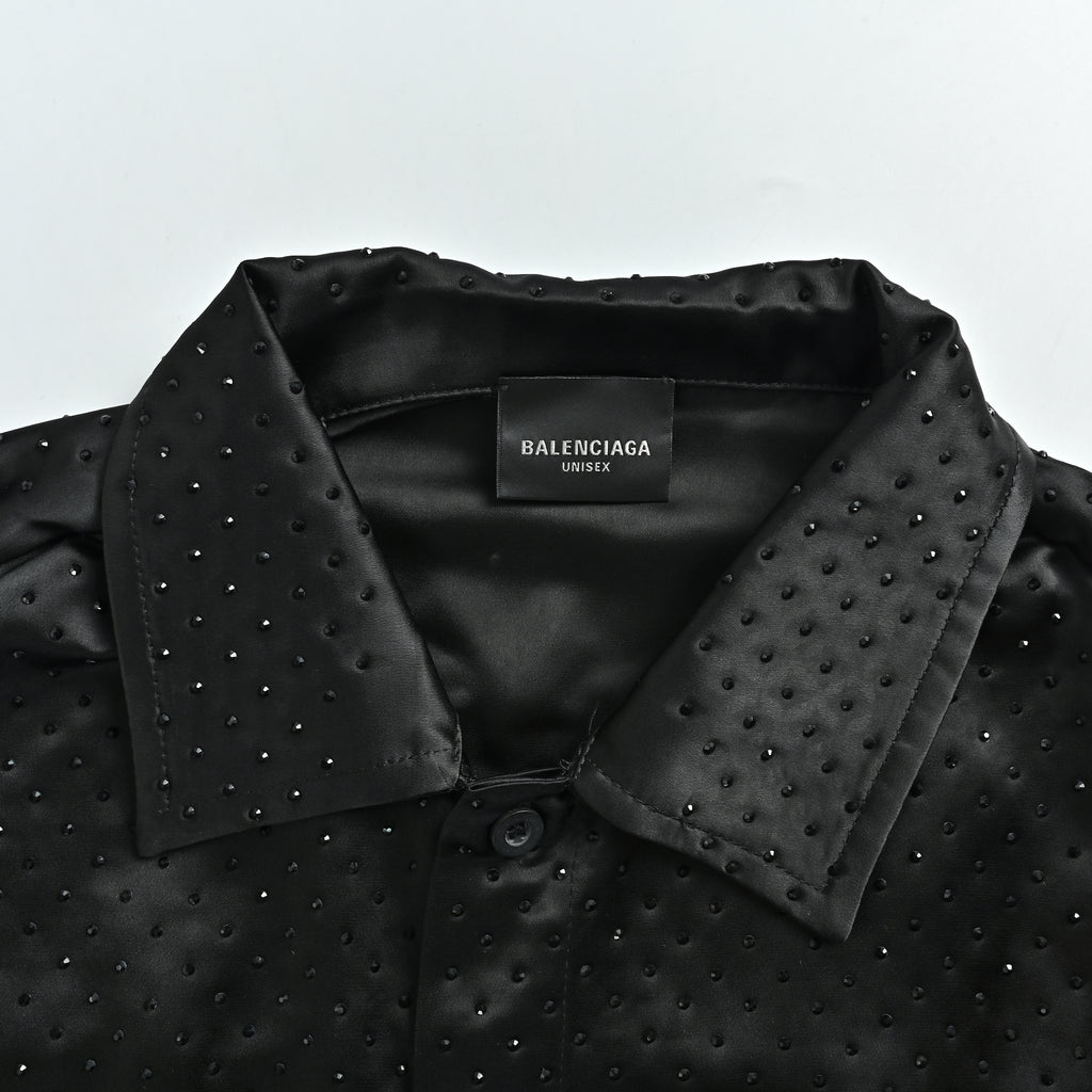 Balenciaga Full Crystal Rhinestone Long Sleeve Shirt  HH6000807