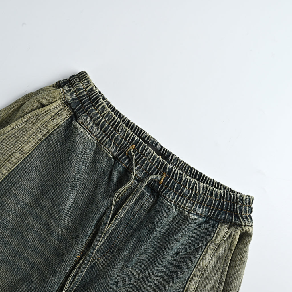 AMIRI Five-Star Embroidered Vintage Wash Wide-Leg Jeans – Olive GreenAMBMJE1037