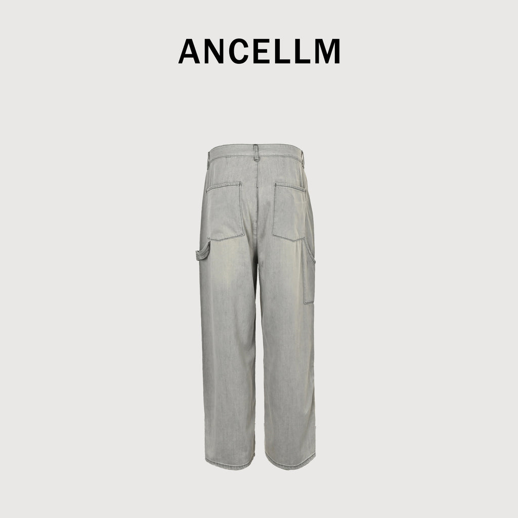 ANCELLM 25SS AC Heavy Wash Ink Splash Wide-Leg Jeans – Sage SG6400317-INK