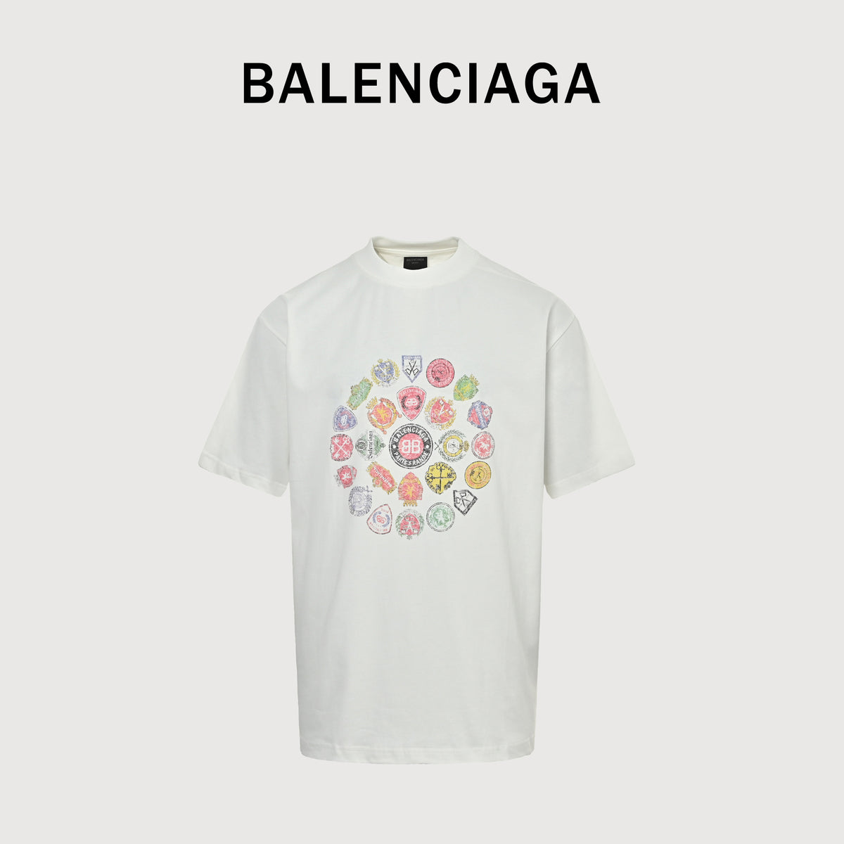 Balenciaga 26SS Medal Badge Print Logo Short Sleeve T-Shirt SG2800412