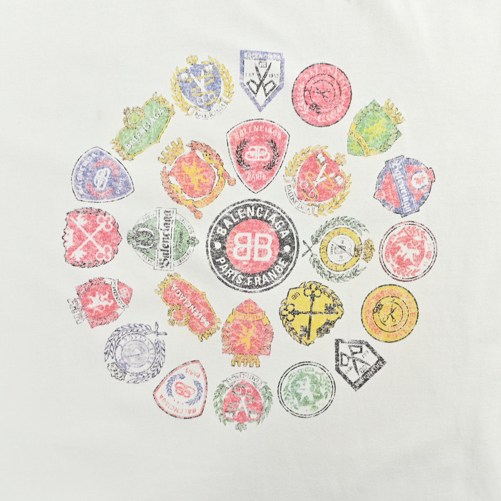 Balenciaga 26SS Medal Badge Print Logo Short Sleeve T-Shirt SG2800412