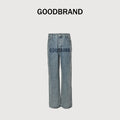 GOODBRAND All-Over Crystal Letter Print Wide-Leg Jeans – Light Blue  SY5200617