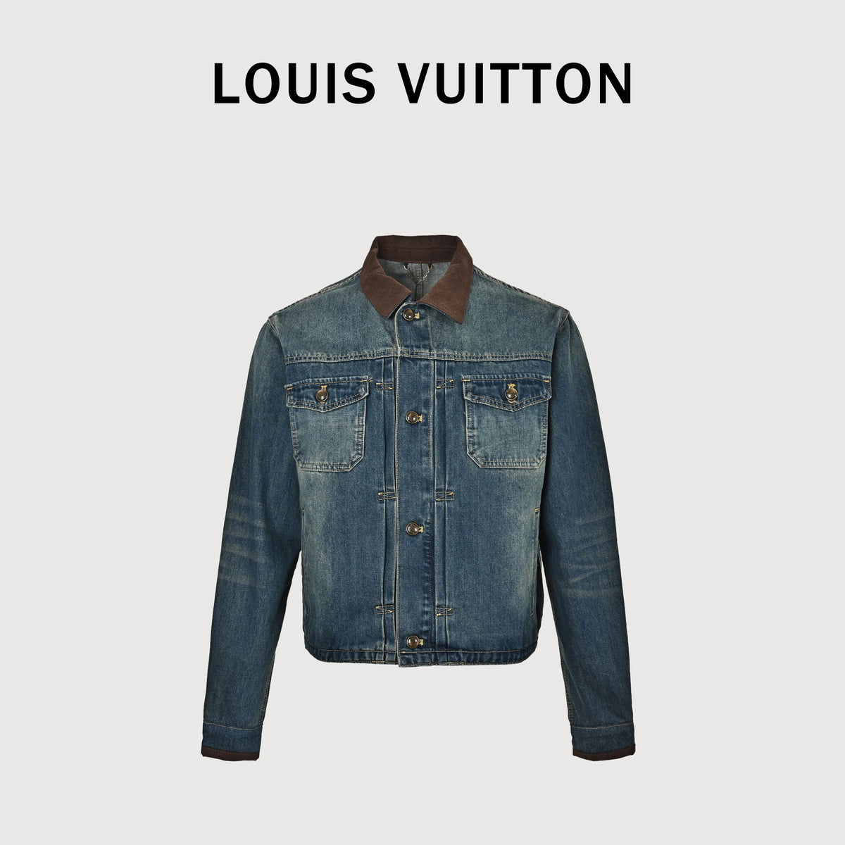 Louis Vuitton LV Leather-Trimmed Archive Indigo Denim Jacket 20261AJUYT