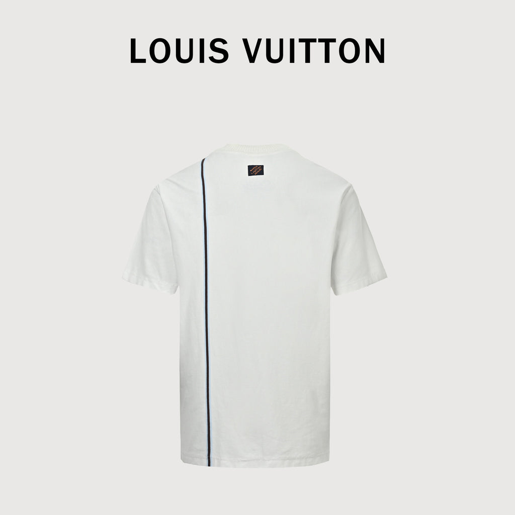 Louis Vuitton LV Crown Blue Stripe Short-Sleeve T-Shirt 2026 NP2600402