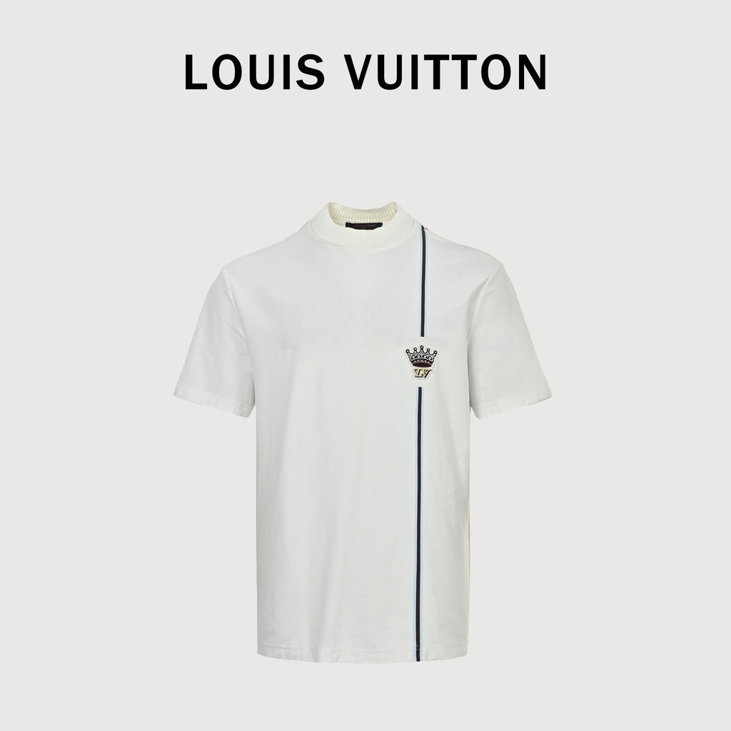 Louis Vuitton LV Crown Blue Stripe Short-Sleeve T-Shirt 2026 NP2600402