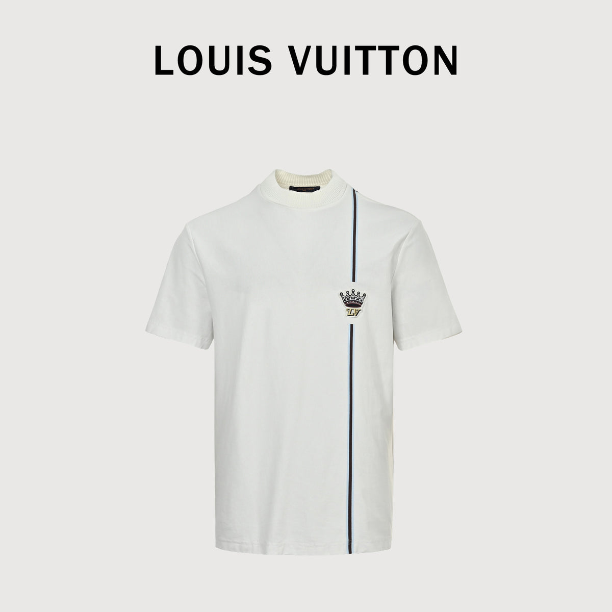 Louis Vuitton LV Crown Blue Stripe Short-Sleeve T-Shirt 2026 NP2600402