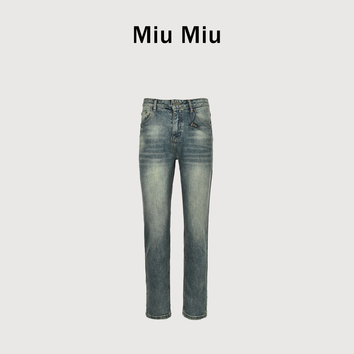 Miu Miu Vintage Wash Slim Straight Jeans – Blue Grey XM5201115