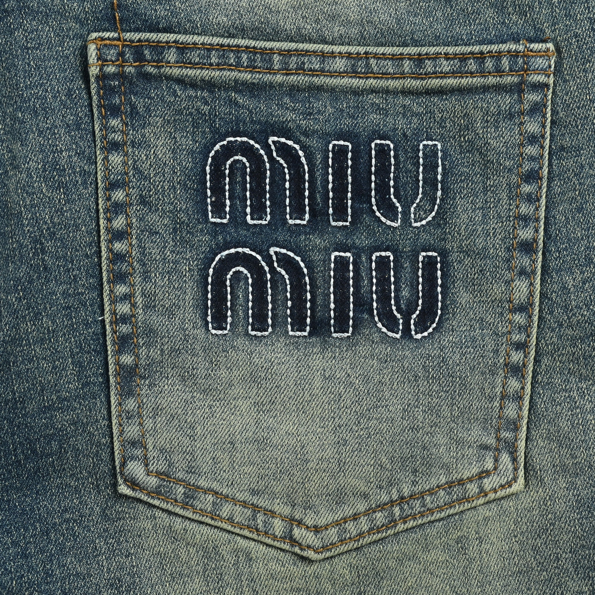 Miu Miu Vintage Wash Slim Straight Jeans – Blue Grey XM5201115