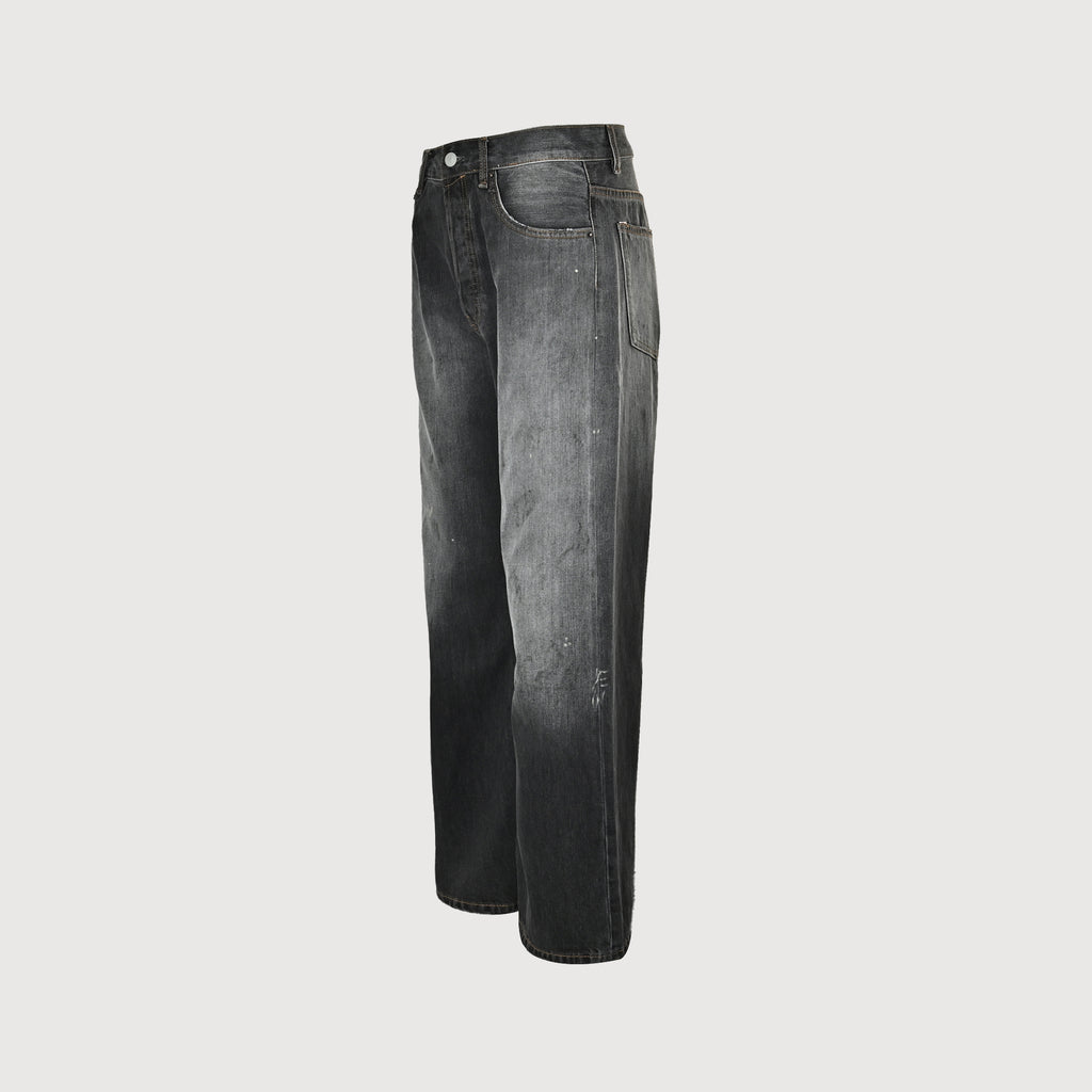 AC Studios Irregular Hand-Painted Ink Wash Wide-Leg Jeans – Charcoal XBK5600808