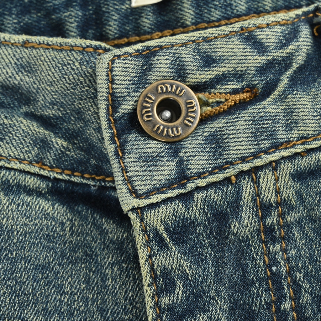 Miu Miu Vintage Wash Slim Straight Jeans – Blue Grey XM5201115