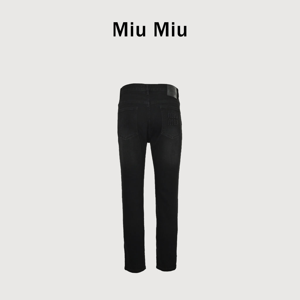 Miu Miu Vintage Wash Slim Straight Jeans – Black XM5201115-BLK