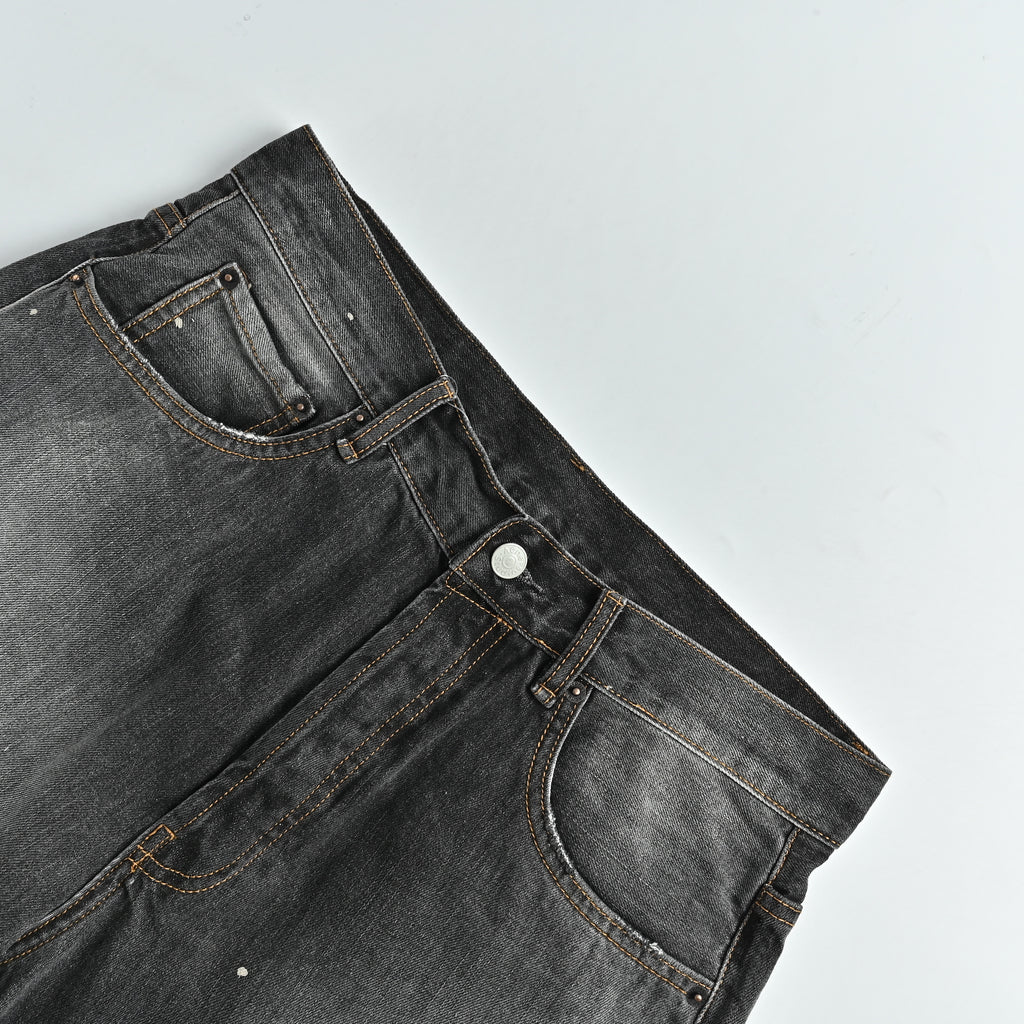 AC Studios Irregular Hand-Painted Ink Wash Wide-Leg Jeans – Charcoal XBK5600808
