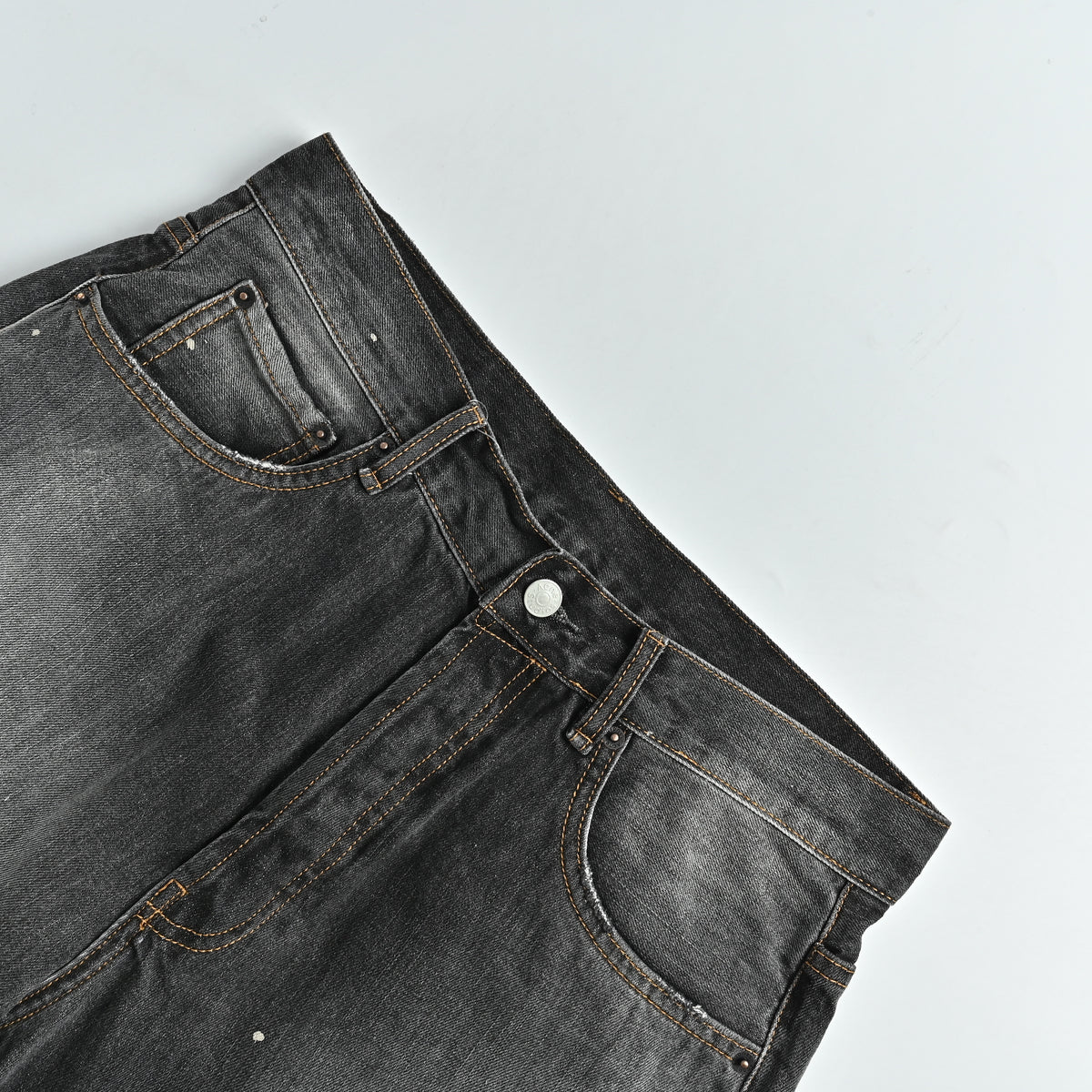 AC Studios Irregular Hand-Painted Ink Wash Wide-Leg Jeans – Charcoal XBK5600808