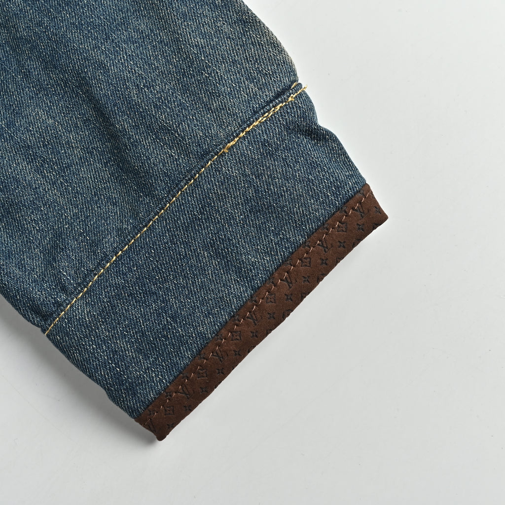 Louis Vuitton LV Leather-Trimmed Archive Indigo Denim Jacket 20261AJUYT