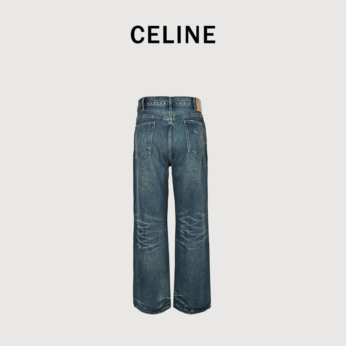 Celine 24SS Blue Destroyed Wide-Leg Jeans – Teal Vintage Wash HH5200731