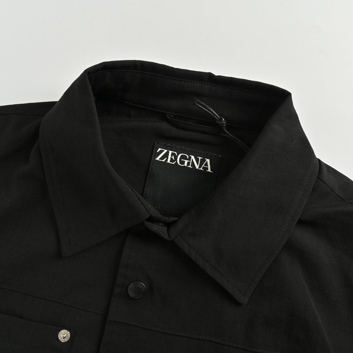 Zegna Button-Front Shirt-Collar Jacket - Black 2025XM7600902