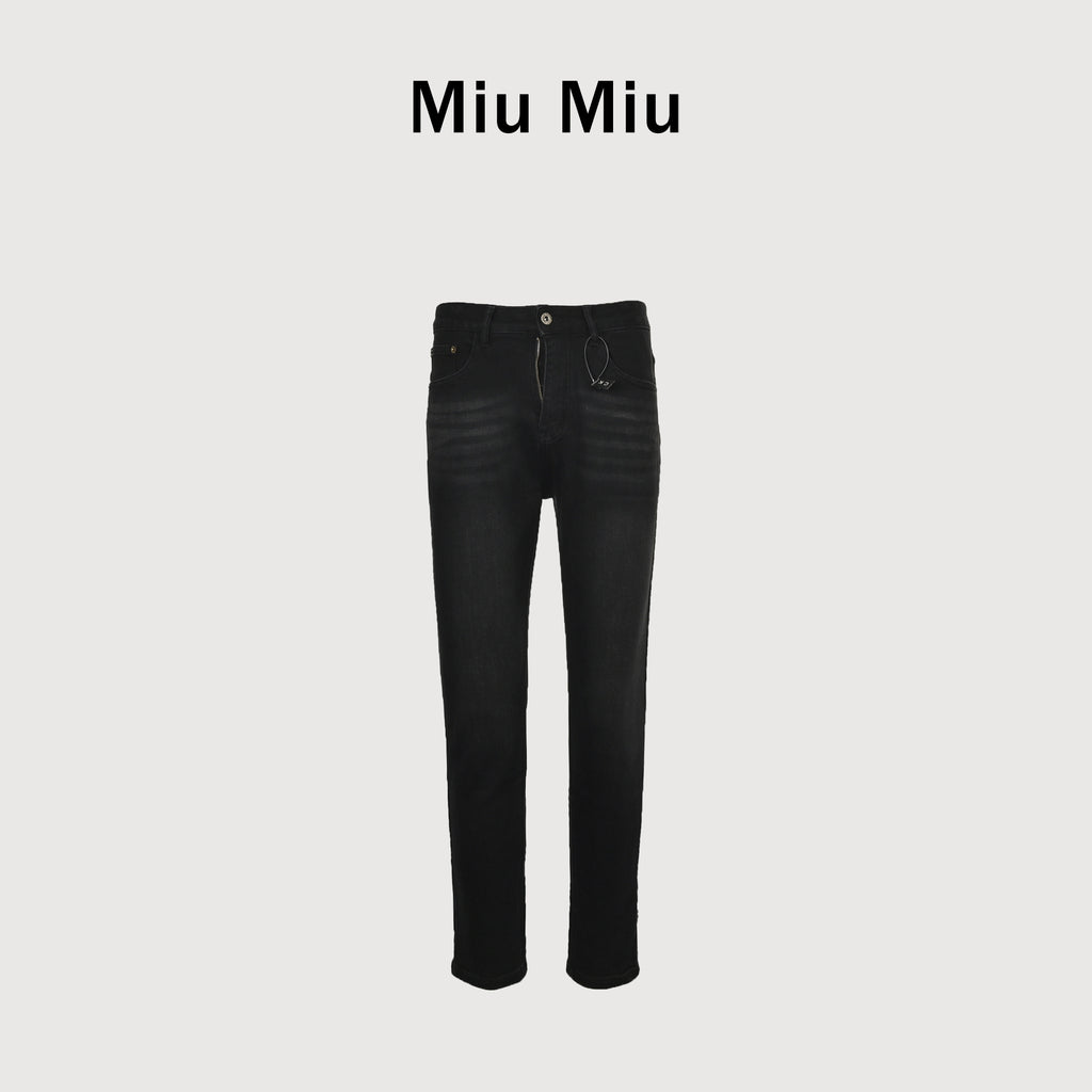 Miu Miu Vintage Wash Slim Straight Jeans – Black XM5201115-BLK