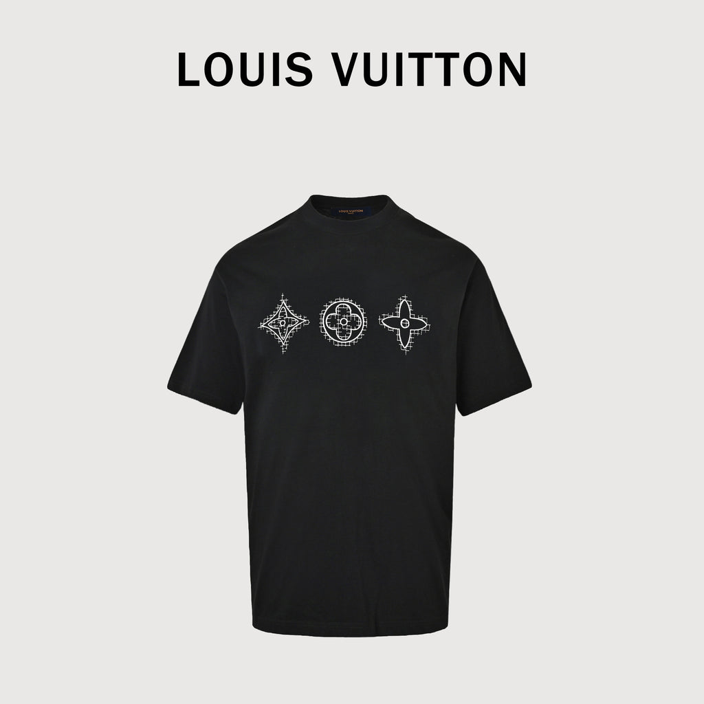 Louis Vuitton LV Classic Triple Flower Rice-Grain Embroidered T-Shirt 2026 BG2400507