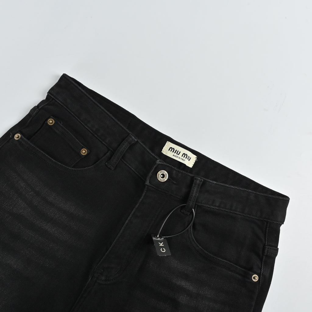 Miu Miu Vintage Wash Slim Straight Jeans – Black XM5201115-BLK