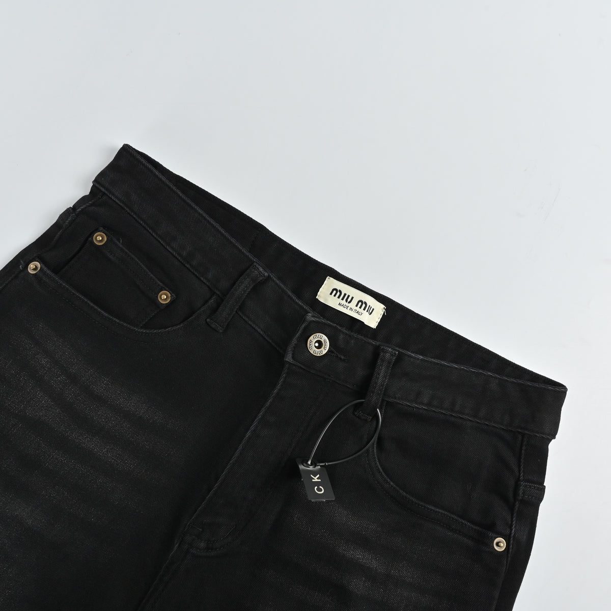 Miu Miu Vintage Wash Slim Straight Jeans – Black XM5201115-BLK