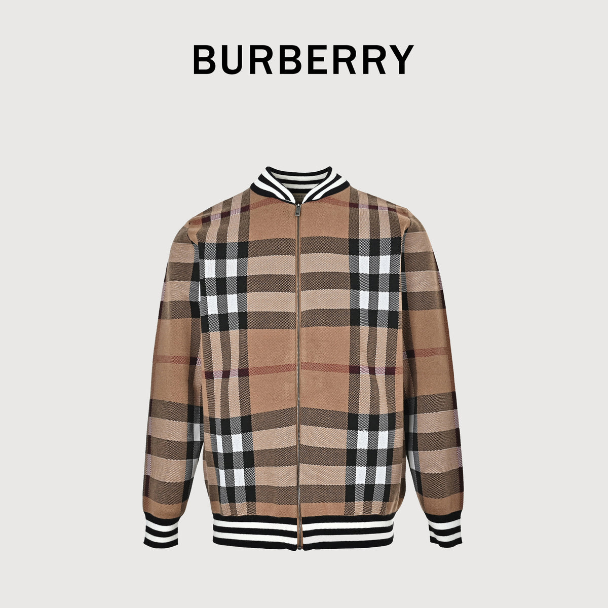 Burberry FW21 Vintage Check Cashmere Zip Jacket — Archive Beige8050765130