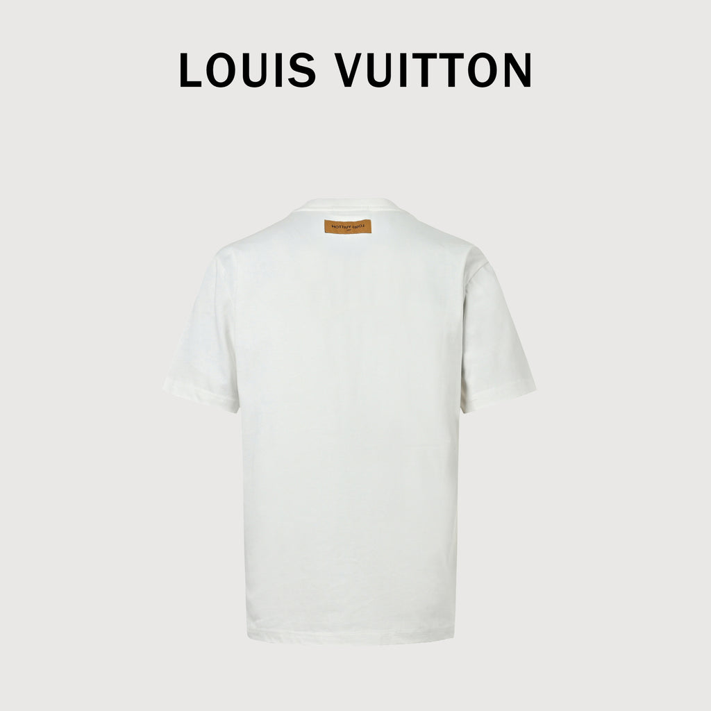 Louis Vuitton LV Classic Triple Flower Rice-Grain Embroidered T-Shirt 2026 — White  BG2400507-WHT