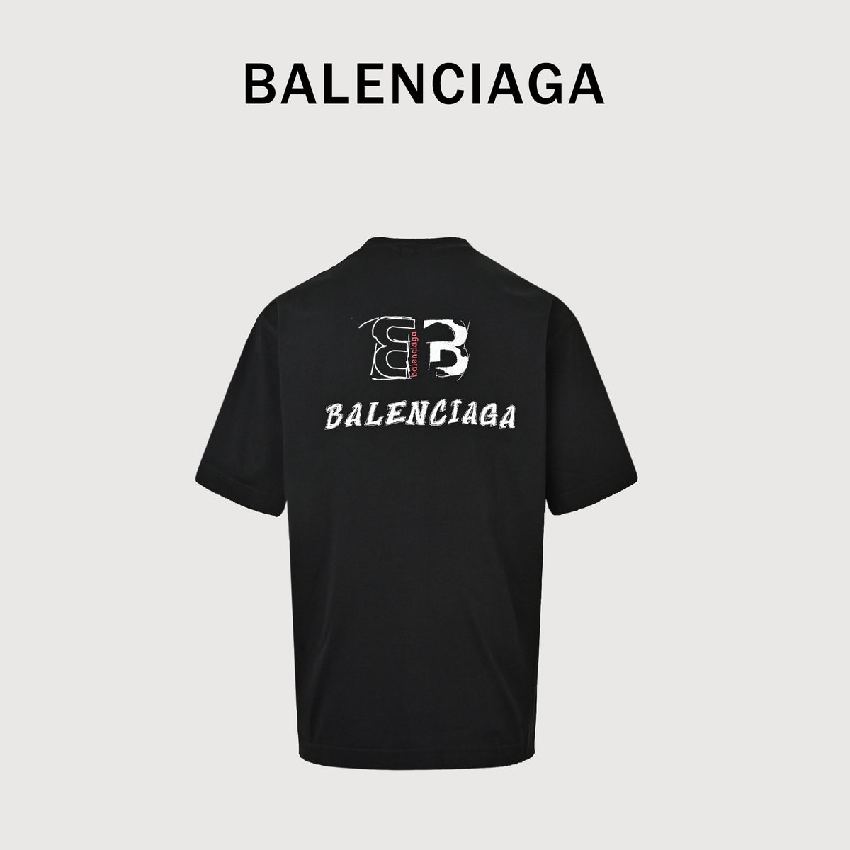 Balenciaga Front & Back Double BB Embroidered Short Sleeve T-Shirt – Black  XBK3000524-BLK