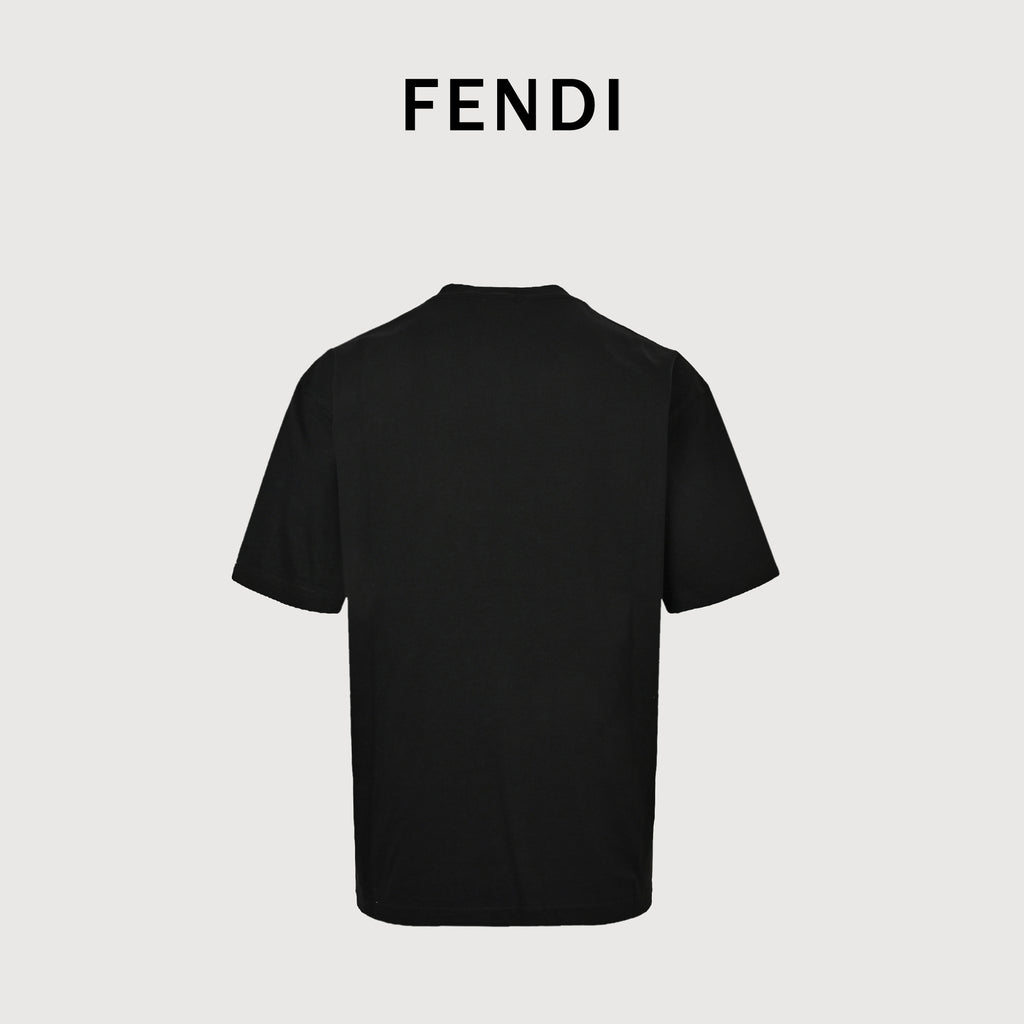 Fendi Minimal FF 3D Embroidered Short Sleeve T-Shirt – Black  MV2200714-BLK