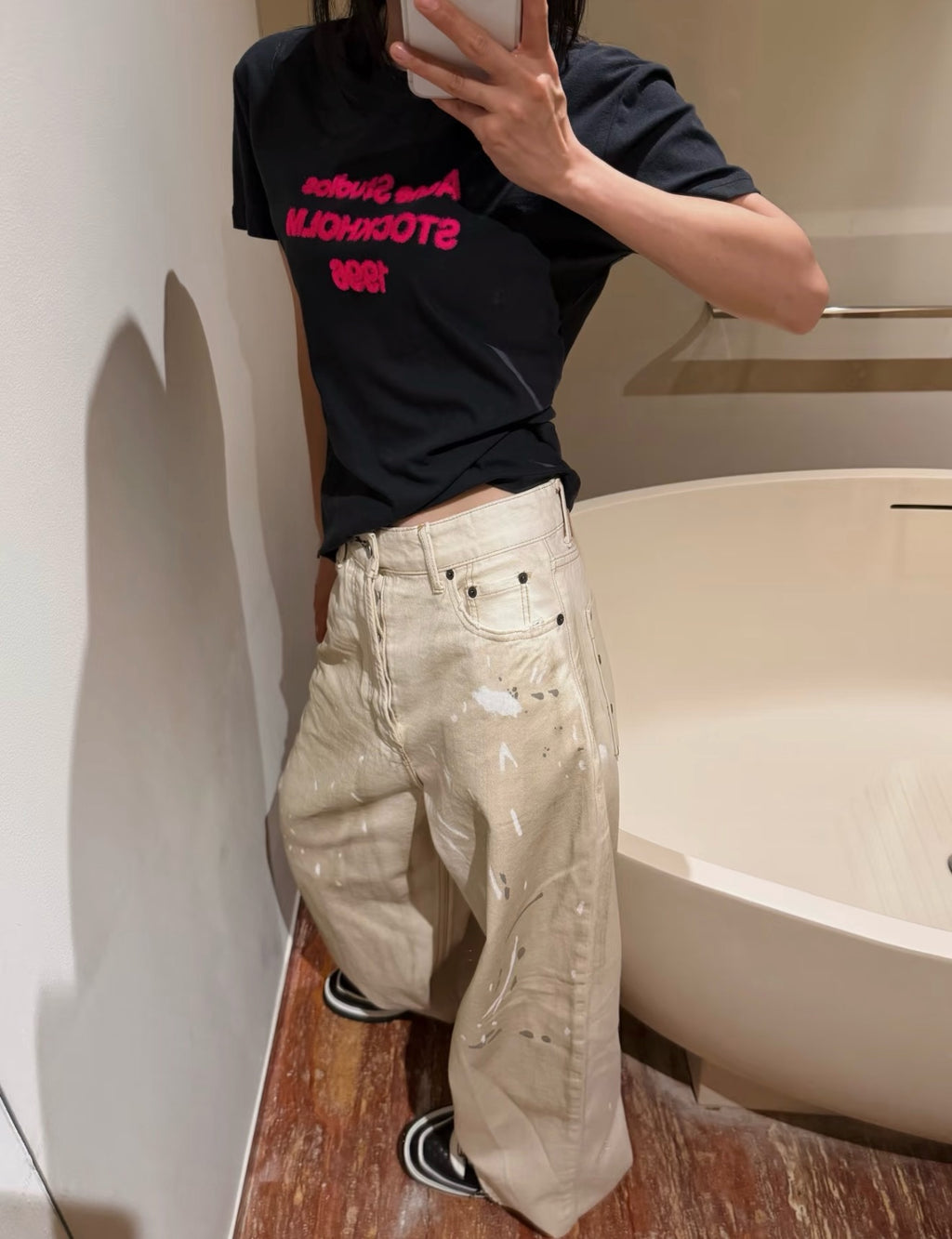Acne Studios Ink Splash Wide-Leg Jeans – Cream HH5800716