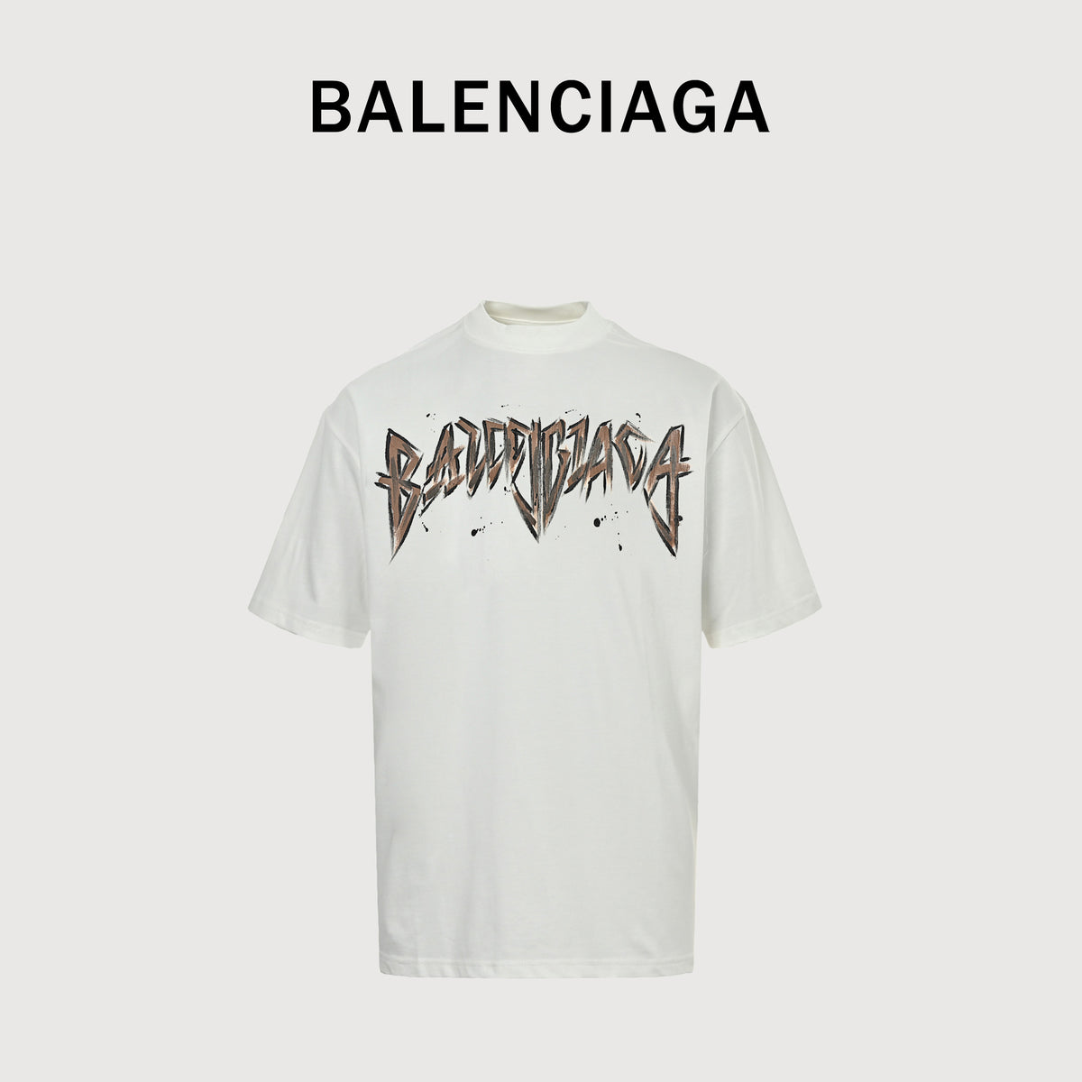 Balenciaga Double BB Hand-Painted Graffiti Short Sleeve T-Shirt – White SG260324-WHT