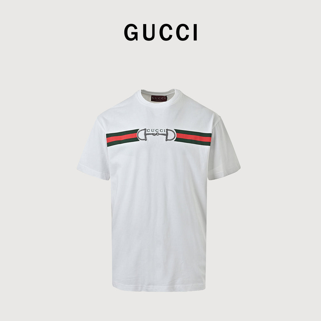 Gucci 26SS Web Stripe Belt Print Short Sleeve T-Shirt – White  HH2400428
