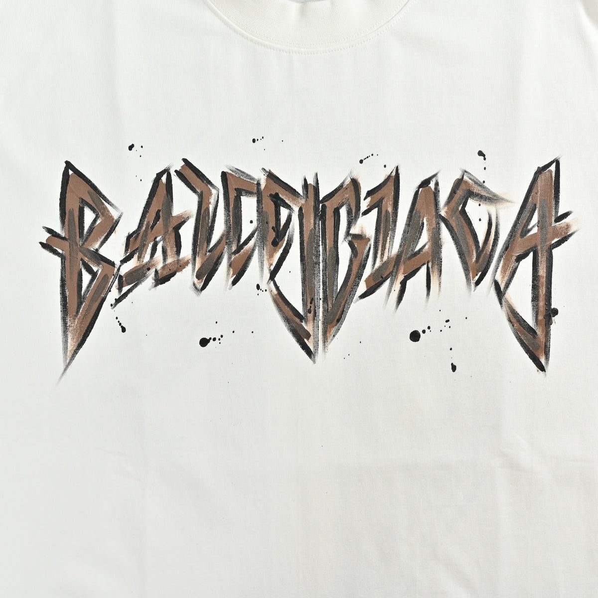 Balenciaga Double BB Hand-Painted Graffiti Short Sleeve T-Shirt – White SG260324-WHT