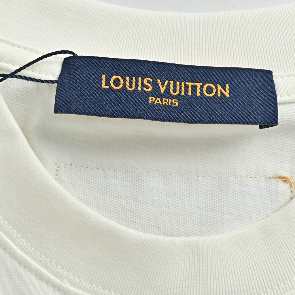 Louis Vuitton LV Classic Triple Flower Rice-Grain Embroidered T-Shirt 2026 — White  BG2400507-WHT