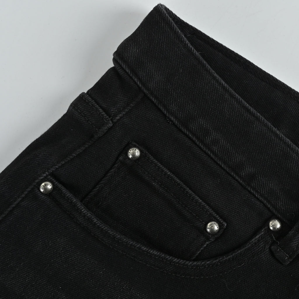 Louis Vuitton Back Pocket Monogram Color Embroidered Slim Jeans – Black  XM5201225-EMB