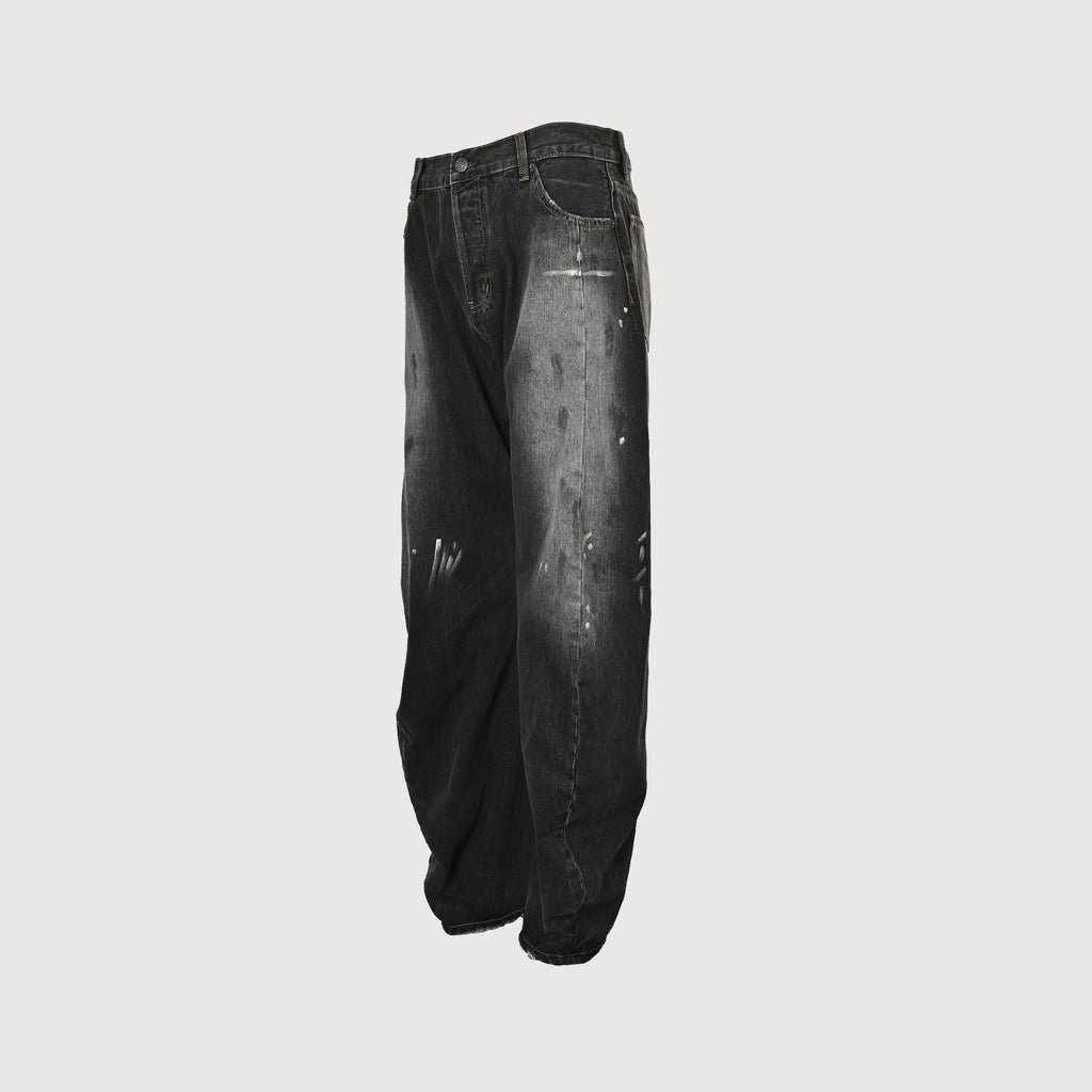 Acne Studios Ink Splash Distressed Wide-Leg Jeans – Charcoal Gradient NP5800415