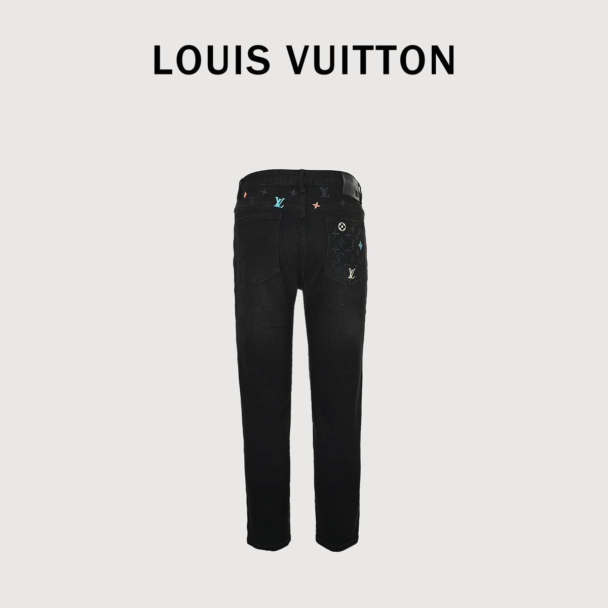 Louis Vuitton Back Pocket Monogram Color Embroidered Slim Jeans – Black  XM5201225-EMB