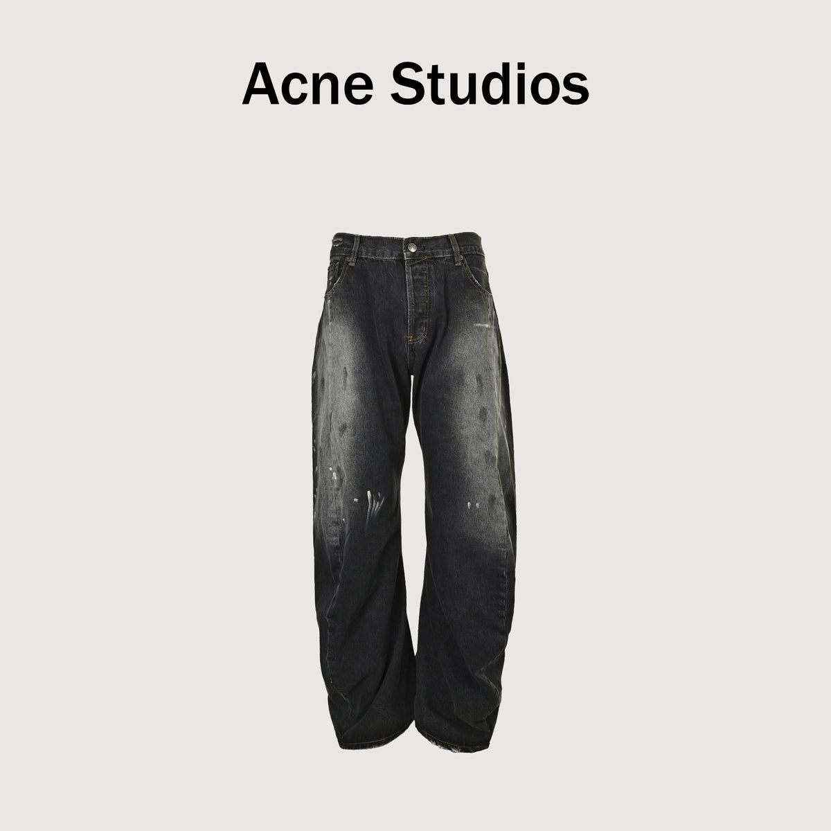 Acne Studios Ink Splash Distressed Wide-Leg Jeans – Charcoal Gradient NP5800415