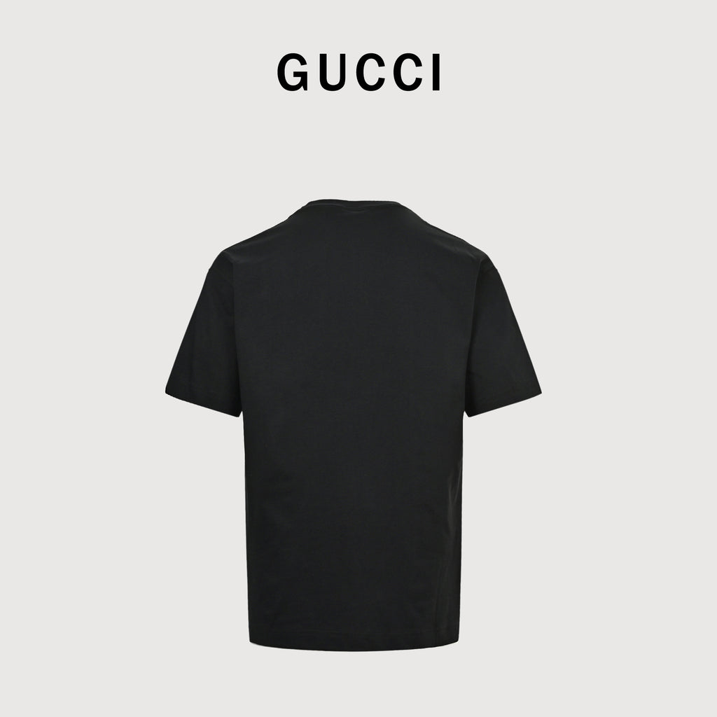 Gucci 24SS GG Firenze 1921 Gradient Belt Print Short Sleeve T-Shirt – Black TS2000427