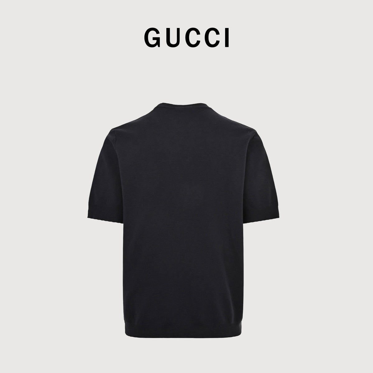 Gucci GUC Double-G Embroidered Silk-Cotton Blend Knit Short Sleeve T-Shirt – Black NP3800408