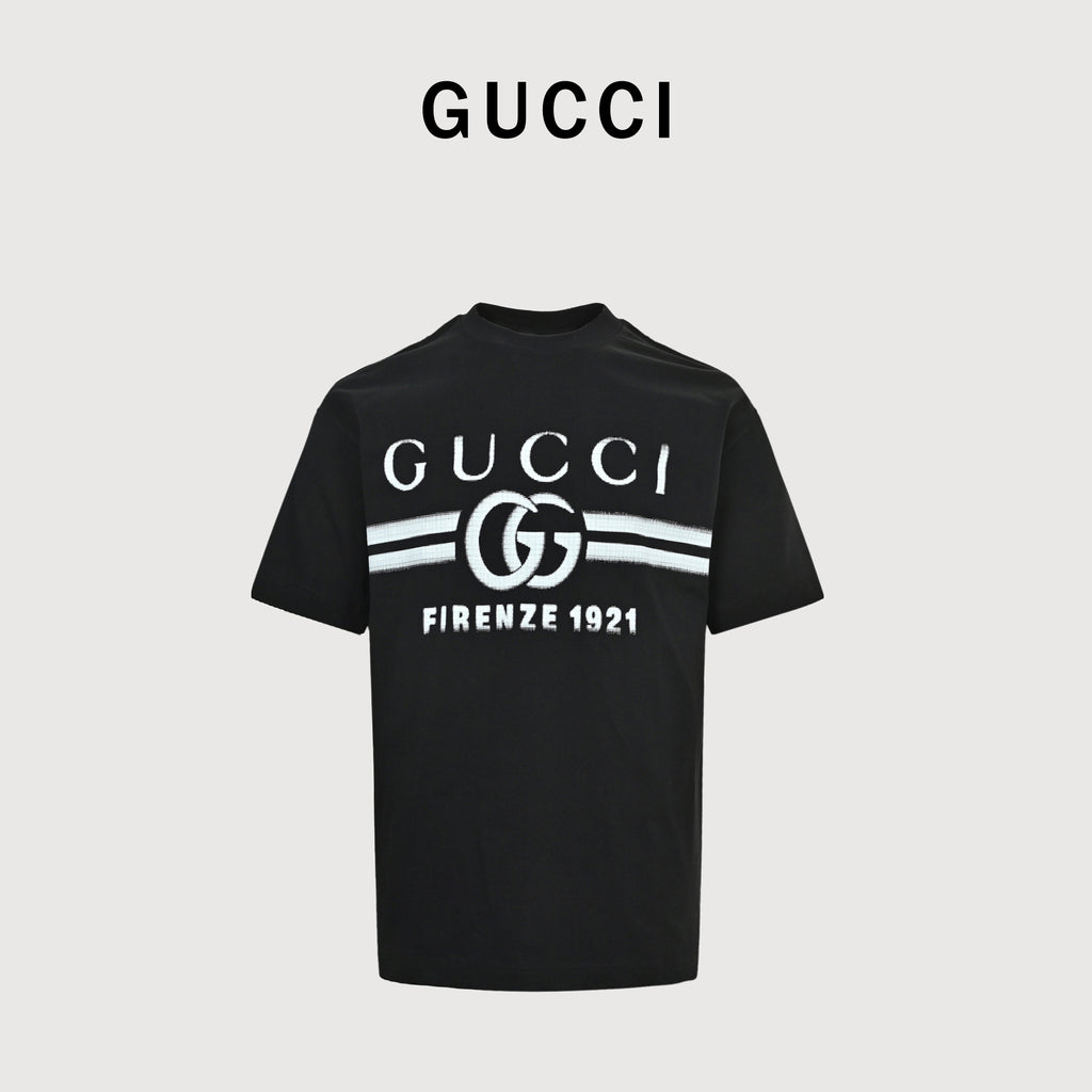 Gucci 24SS GG Firenze 1921 Gradient Belt Print Short Sleeve T-Shirt – Black TS2000427